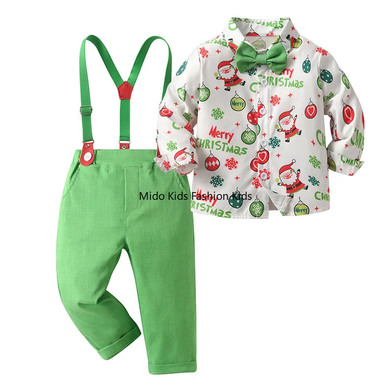 2025 Christmas Children's Tailored Two-Piece Suit Children's Clothing Baby Christmas Dress Boys' Outfit 80-140cm