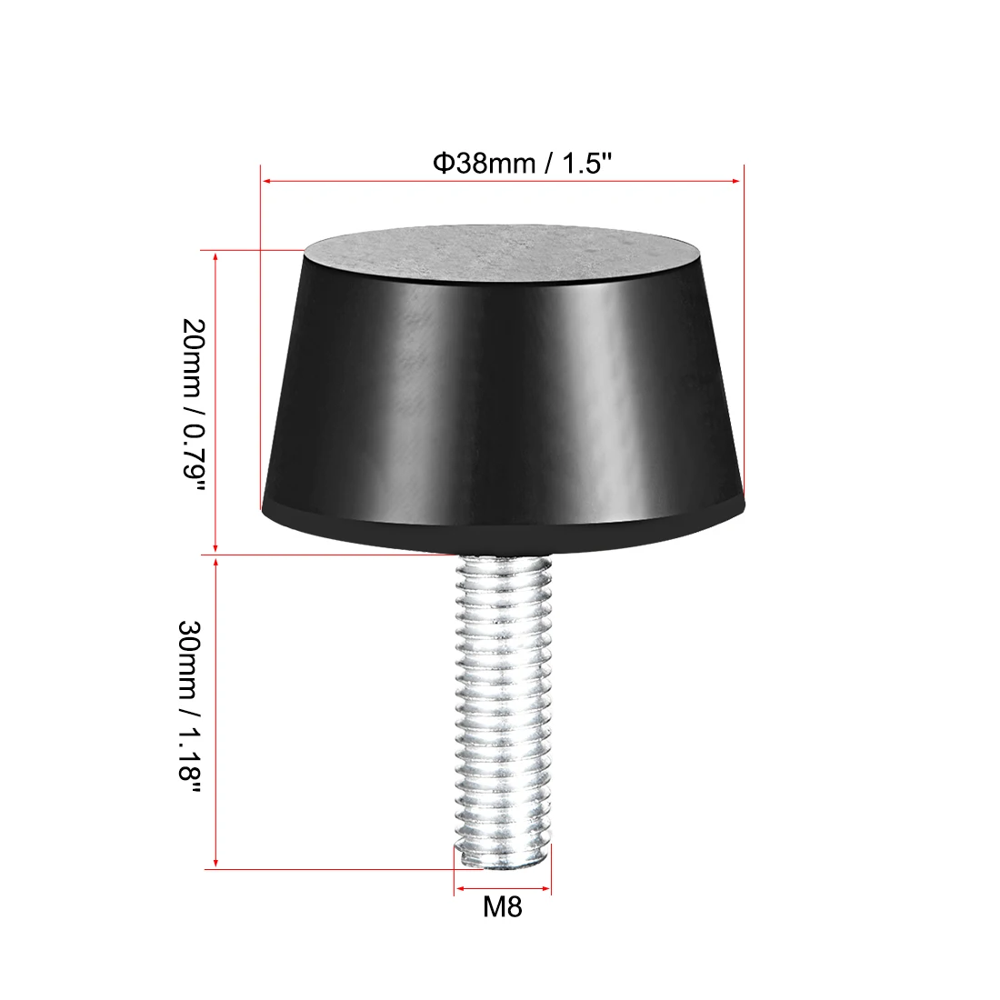 Uxcell Conical Rubber Mount Vibration Isolators with M8 M10 Studs for Fitness Equipment Air Conditioning and Bicycle