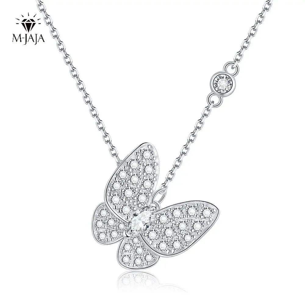 

M-JAJA Moissanite Necklace for Women Marquise Cut Butterfly Lab Diamond Chain Adjustable 925 Sterling Silver Pendant Jewelry