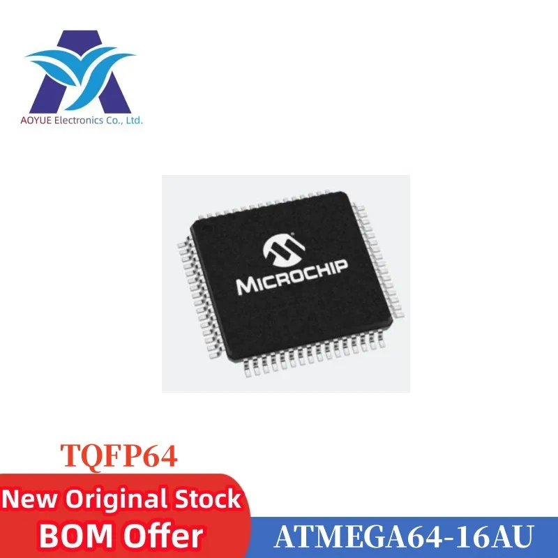 ATMEGA64-16AU ATMEGA64-16AUR Marking: ATMEGA6416AU MCU 8-bit AVR RISC 64KB Flash 5V 64-Pin TQFP Tray TR Series BOM Offer