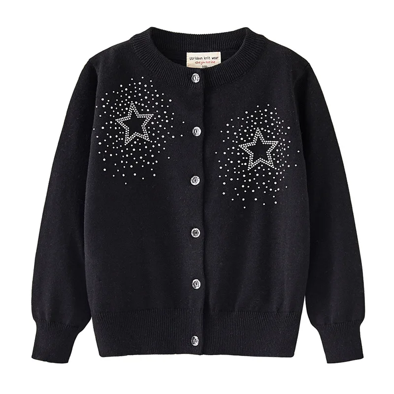 Spring Autumn Baby Girls Long Sleeve Five-pointed Star Knit Cardigan Coat New Kids Baby Girls Sweater Children Clothes Coat