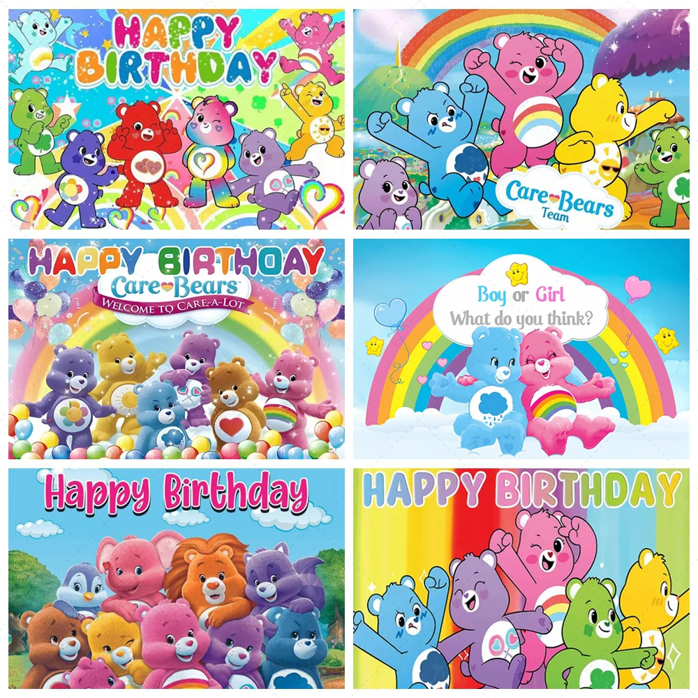 

Miniso Care Bear Backdrop Party Decoration Baby Shower Birthday Background Gender Reveal Party Photography Studio Custom Props