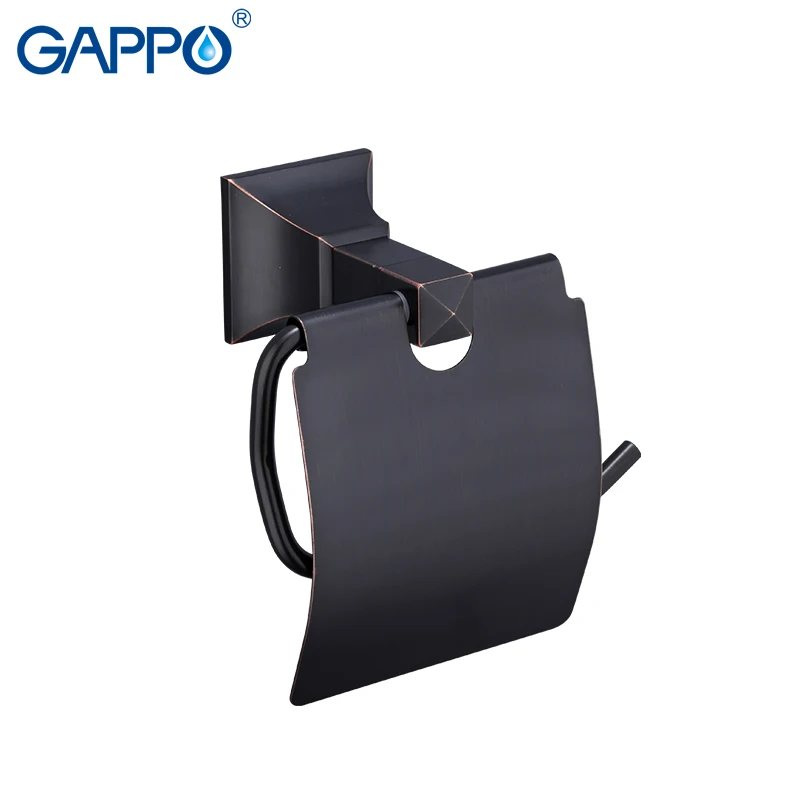 GAPPO Black Paper Towel Rack Toilet Paper Roll Holder Shelves Wall Bathroom Toilet Paper Holder Tissue Holder Y14502