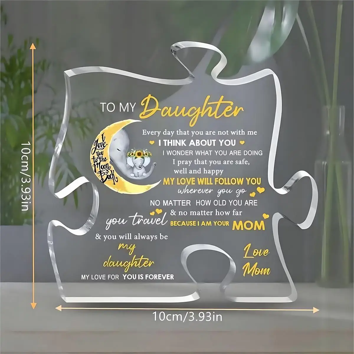 Mom to Daughter Gifts,Puzzle Shaped Acrylic Plaque,Inspirational Gift for Girl, Clear Acrylic Table Plaque for Daughter from Mom
