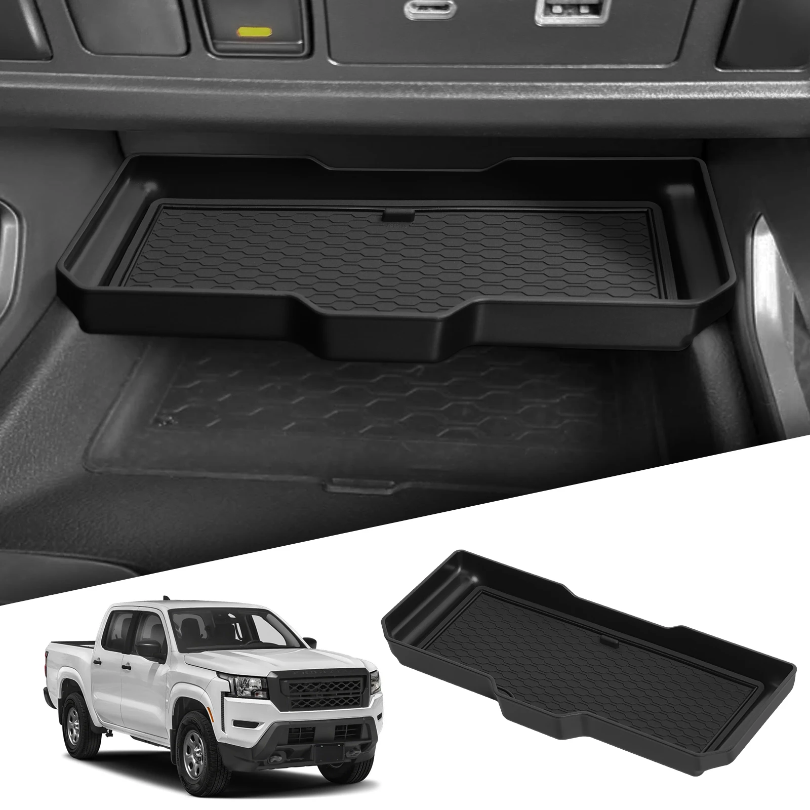 

for Nissan Frontier 2022-2025 Central Control Tray Box ABS Car Organizer Interior Accessories Tidying Black