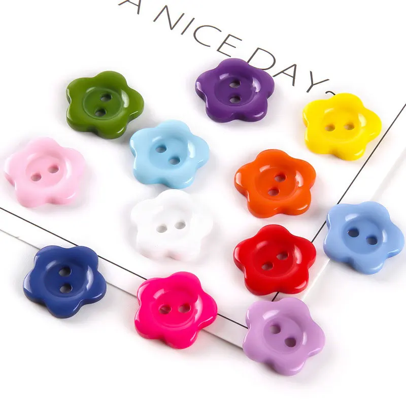 10/20pcs Colorful Resin Buttons Cartoon Plum Blossom Flower Button 2-Holes For Handmade DIY Sewing Supplies Clothing Accessories view 3