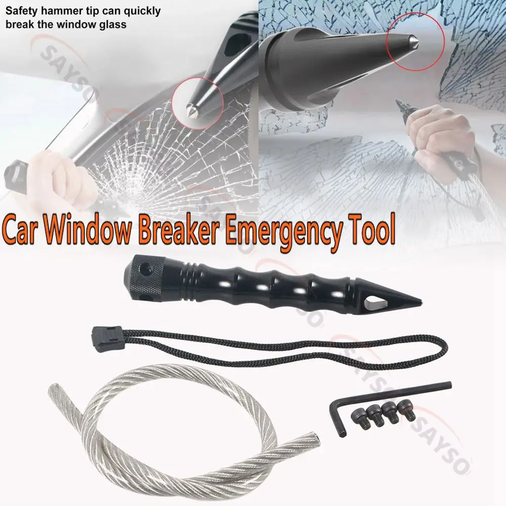 Black 1/2/5/10PCS Stinger Whip Hardened Steel Window Breaker Car Crash Emergency Escape Tool