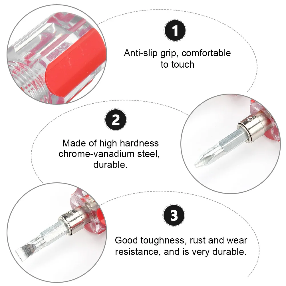 

8pcs Dual-Purpose Slotted In 1 Screwdriver Portable Mini Chrome Vanadium Steel Ratchet Hand Tool Home Use Stubby Short