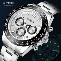 MEGIR Men Watch Top Brand Luxury Sports Quartz Watches Stainless Steel Strap Waterproof Chronograph Wristwatch часы мужские 8104