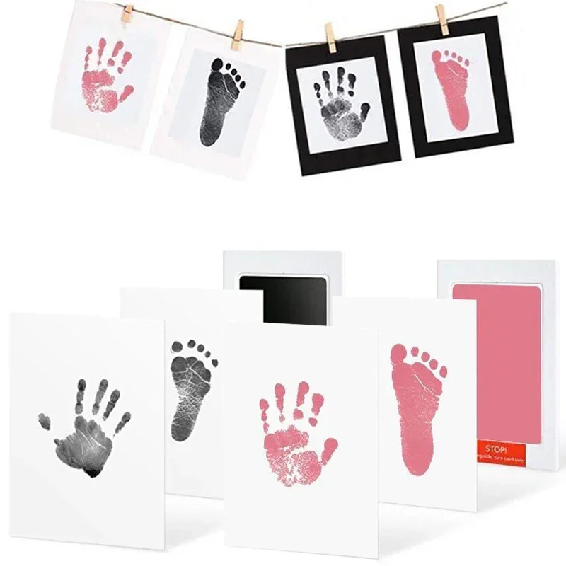 Baby Hand- und Fußabdruck-Set, Ungiftig und Sicher, Berührungslose Tintenlose Stempelkissen für 0-10 Monate alte Neugeborene und Haustiere, Hunde-Pfotenabdruck-Souvenir