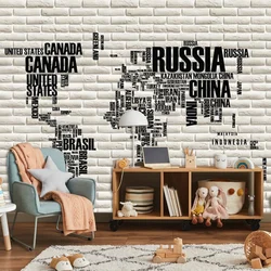 Easy to Apply Peel and Stick Vinyl Wallpaper for Living Room Kids Cartoon World Map Brick Contact Wall Papers Home Decor Mural