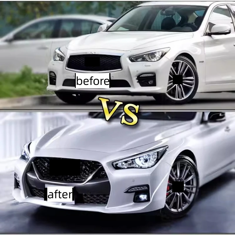 Front Rear Bumper Matte Black Grille Assembly for Infiniti Q50 Q50L Upgraded G New Style Bumper Body Kit Car Accessories