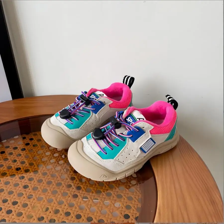 Size 22-37Girls Fashion Shoes Winter New Children's Plush Two Cotton Shoes Boys Soft Sole Casual Sports Shoes Mint Green Peach P