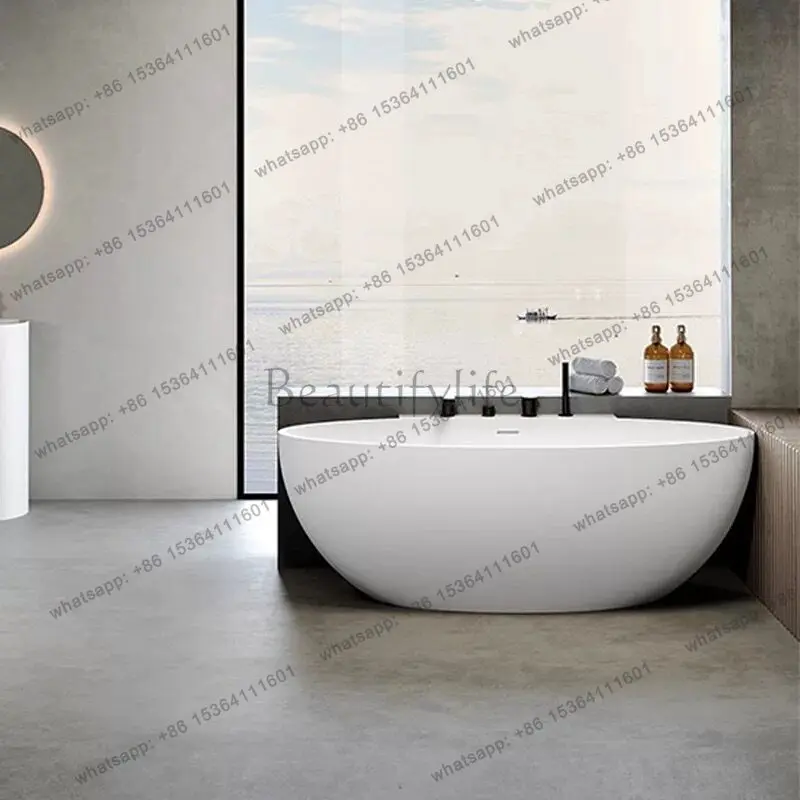 Household small apartment against the wall artificial stone bathtub independent bathroom bathtub
