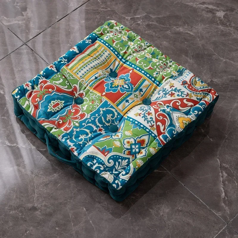 الرجعية رشاقته مربع وسادة كرسي لينة الهولندية المخملية المطبوعة بعقب وسادة المحمولة مع مقبض في الهواء الطلق وسائد مقعد الحديقة 40x40 سنتيمتر