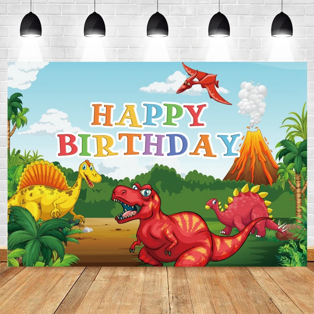 

Baby Birthday Volcano Dinosaur Backdrop Jungle Party Decor Photographic Photography Background Photo Studio Photocall Photozone