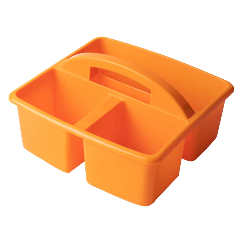 

1pc Plastic Multi Compartments Basket Painting Tool Storage Container Orange Pp Material Portable Pen Holder Gift