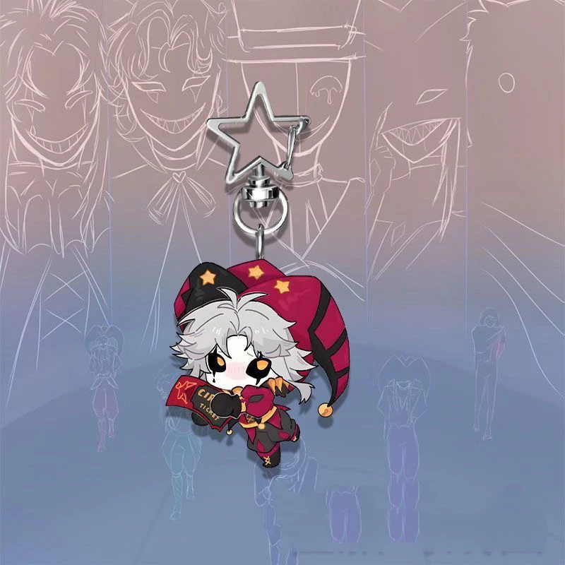 2-teiliges Set Super Niedliche Anime-Figuren Pierrot und Harlekin Zirkus Schlüsselanhänger Schlüsselring Rucksack-Deko Anhänger Spielzeug – Detail 2