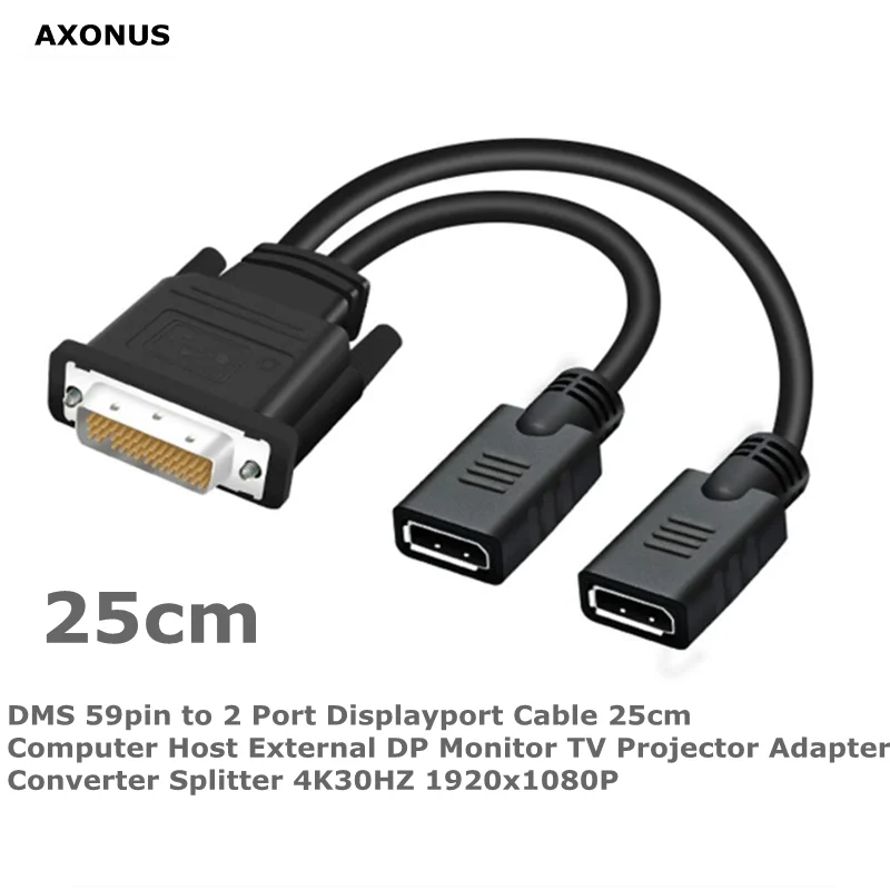 25cm Computer Host External DP Monitor TV Projector Adapter Converter Splitter 4K30HZ DMS 59pin to 2 Port Displayport Cable