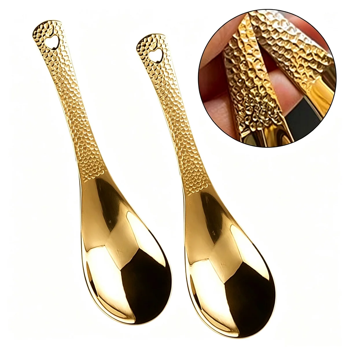 2Pcs Stainless Steel Spoon Set Large Capacity Mirror Cutlery Reusable For Desserts Fruits And Home Kitchen Use
