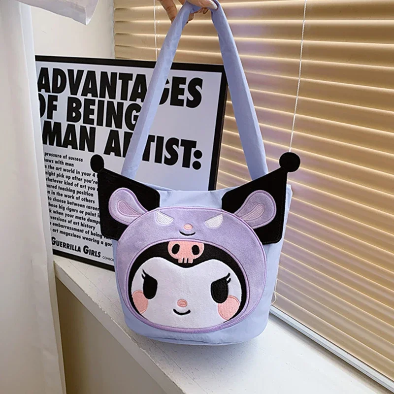 

Sanrioed Kawaii Kuromi My Melody Shoulder Bucket Bag Girl Heart Sweet Cute Cartoon Handbag Women Hand Carry Makeup Bag Kid Gift