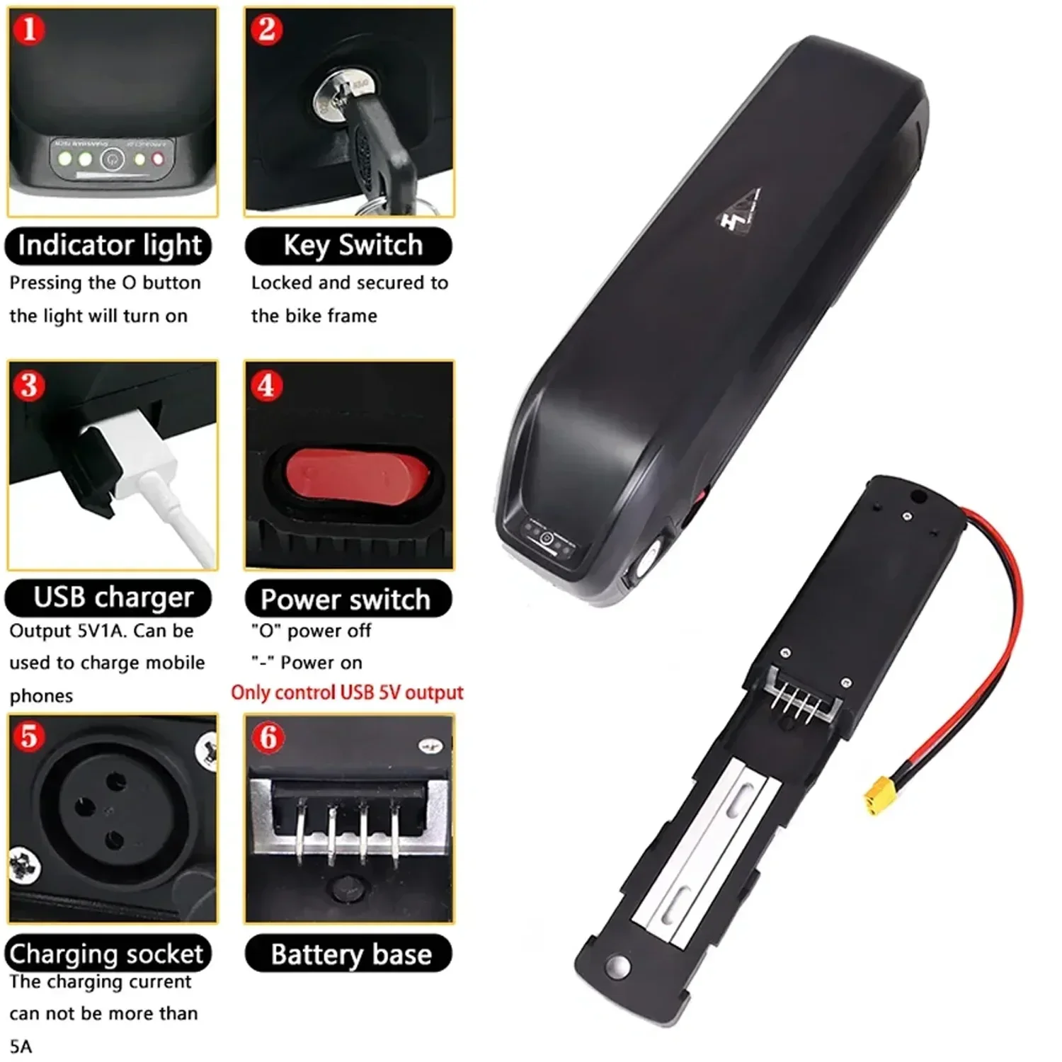 18650 Hailong Battery 36V 48V 52V 9Ah 12Ah 15Ah 18Ah for Bafang BBS02 BBS03 BBSHD Motor Hailong Battery 36V Hailong 48V