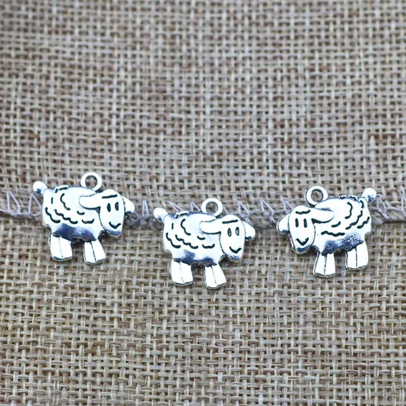 10 Pieces 16*18mm Mixed Alloy Antique Silver Color Sheep Charms Necklace Pendant Accessory For DIY Jewelry Making