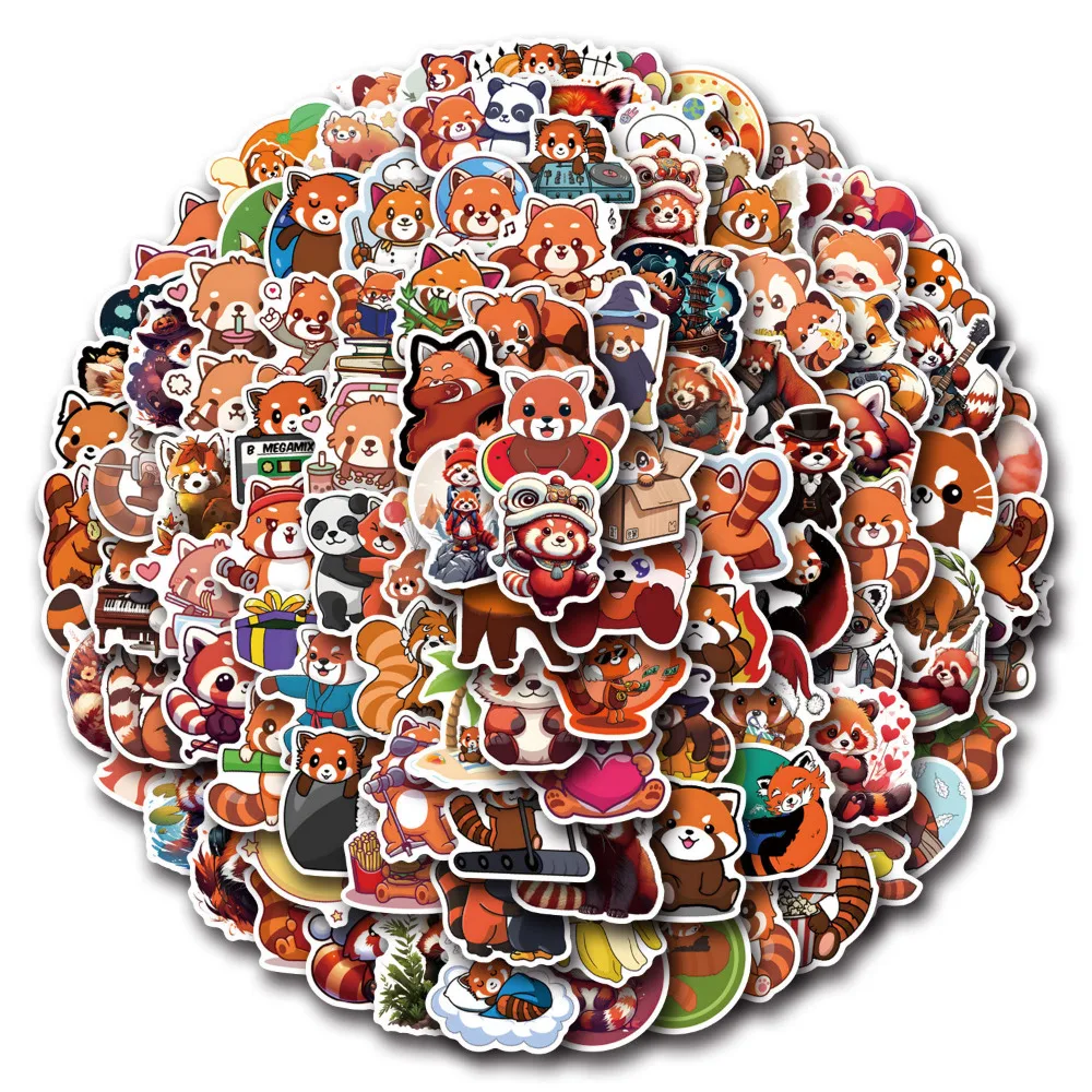 10/110Pcs Lovely Cute Anime Red Panda Stickers Waterproof Vinyl Kids Toy Decals for Cup Skateboard Phone Luggage Cars Sticker