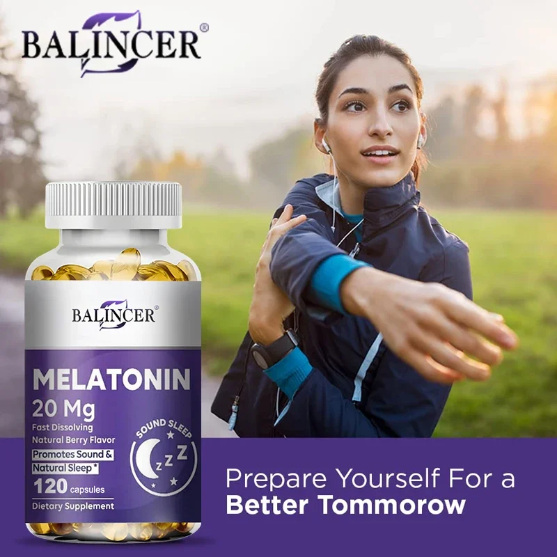 Melatonin Capsules - Relieve Insomnia, Help Improve Sleep Quality, Reduce Waking Time, Help Deep Sleep Beauty and Health Food