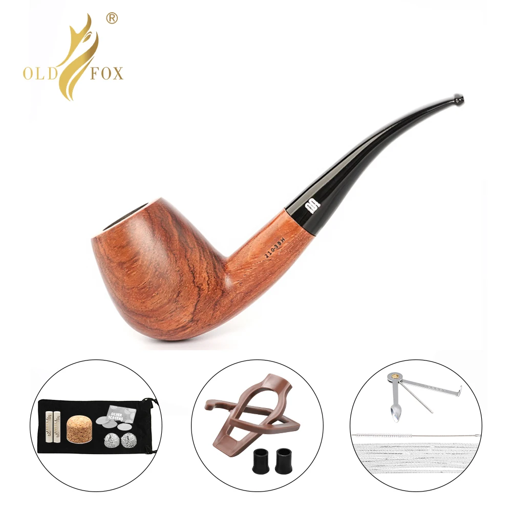 Old Fox Rosewood Tobacco Apple Pipe Set Accessories 9MM Activated Carbon Paper Filter Sandalwood Smoking Pipe With 10 Tools Kits