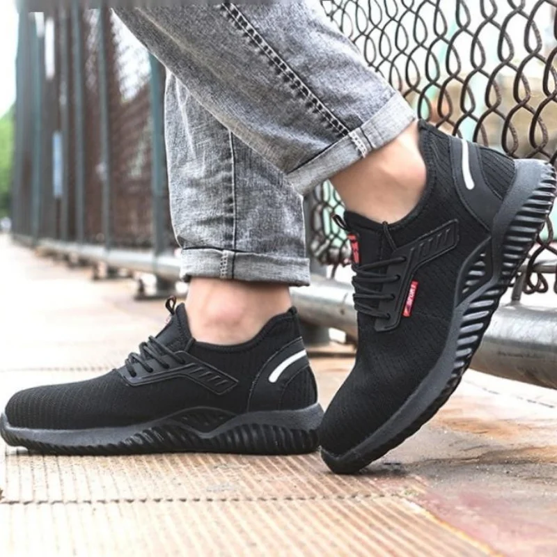 Men's safety steel toe shoes casual sports shoes perforated bulletproof tactical boots durable work protective shoes walking sho