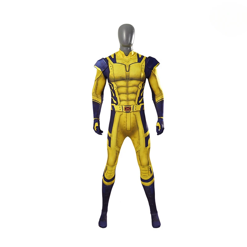 Disfraz de Cosplay de Lobezno para hombre, Mono de James Howlett, conjunto de armadura de hombro, mono Zentai con estampado 3D, traje de superhéroe para Halloween