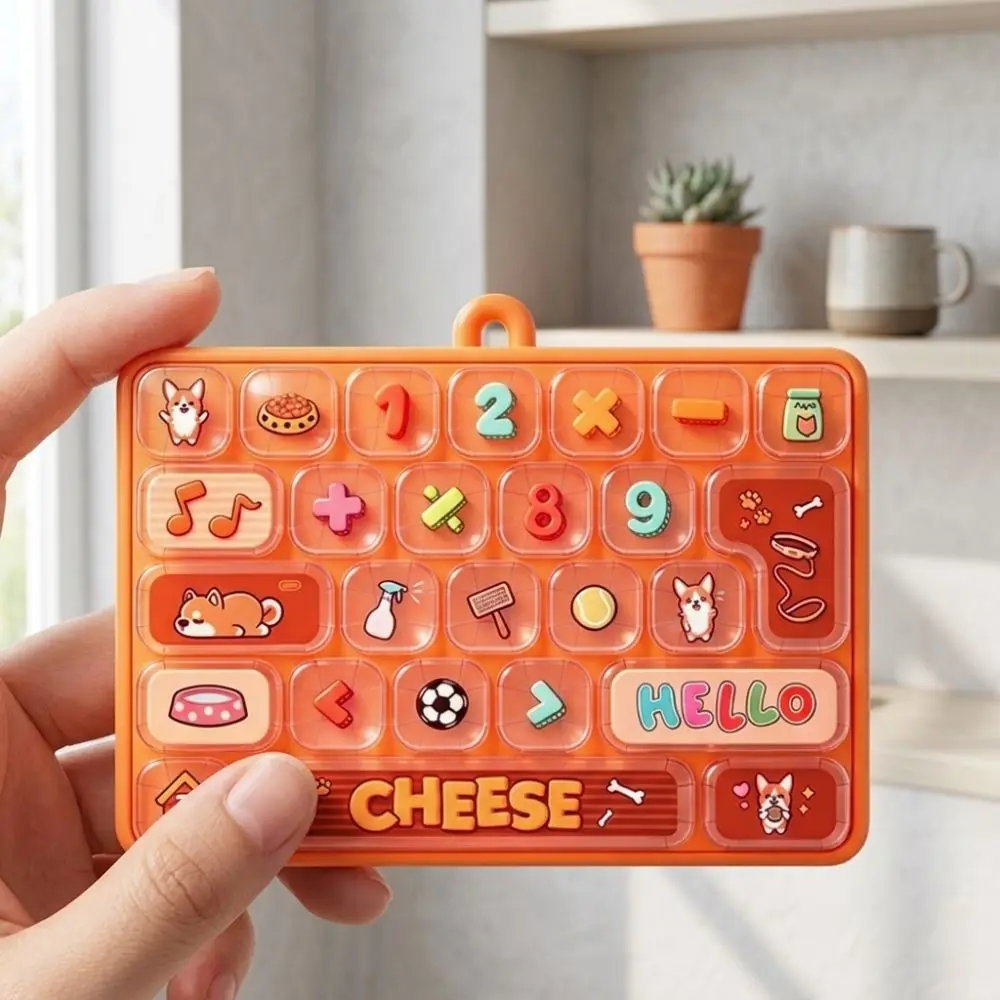 Cartoon 26 Keys Fidget Keyboard Plastic Clickable Keys Mechanical Keyboard Keychain Animal Patterns Clear Key Sounds