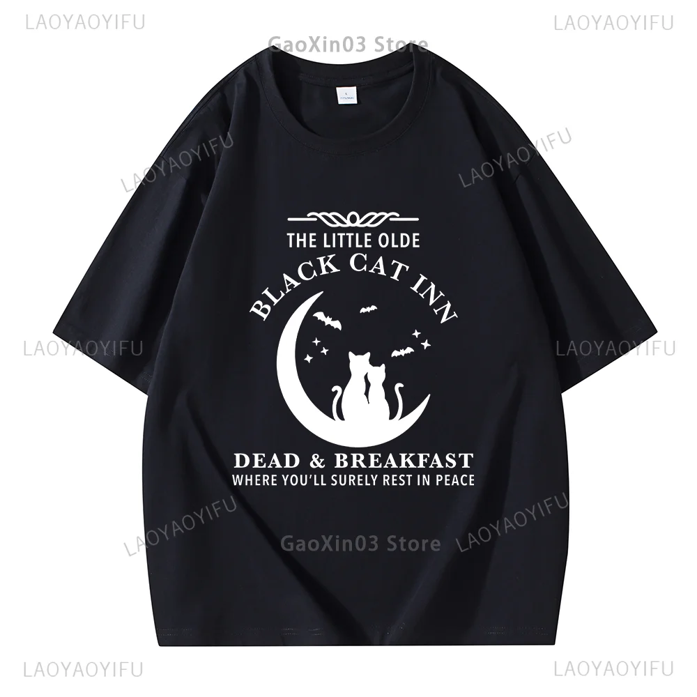 Kawaii Cat Print Tops The Little Olde Where You'll Surely Rest in Peace Lovely Cat Graphic T Shirts Women Clothes Cotton Tshirt