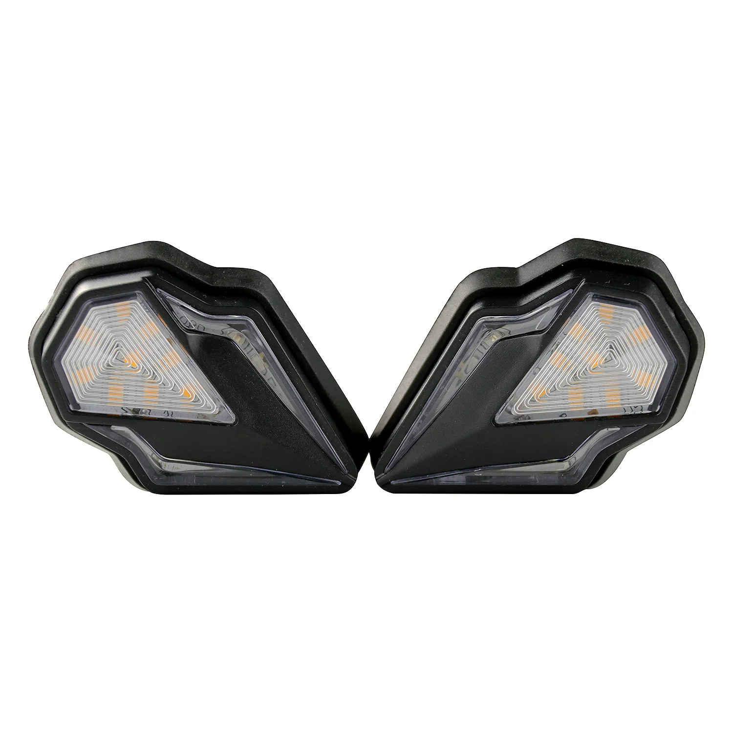 2Pcs Modified Universal Motorcycle Turn Signal Diamond-Shaped Dual-Light LED Corner Light Semaphore(Yellow + Blue)