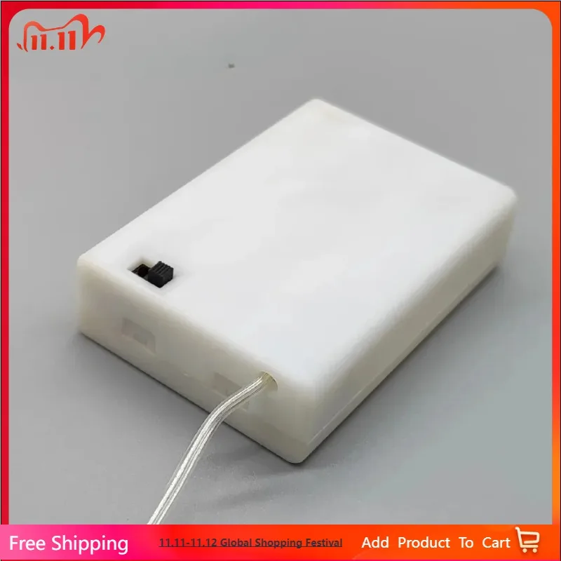 

AA battery Case 3 Slot Series Connection AA Battery Holder With Cover And Top Switch With USB/Line AA Battery Box Milky White