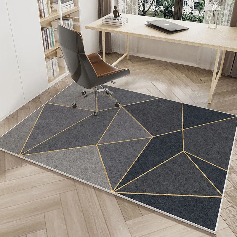 

VIKAMA Modern Geometric Rug, Durable Non-Slip Living Room Mat, Dressing Room & Study Swivel Chair Floor Pad For Home Decor