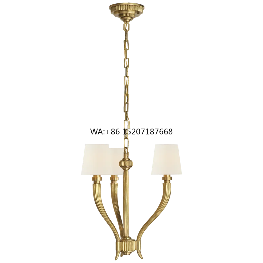 American Chandelier Living Room Dining Room Bedroom European Country French Retro Iron Chandelier with Lampshade
