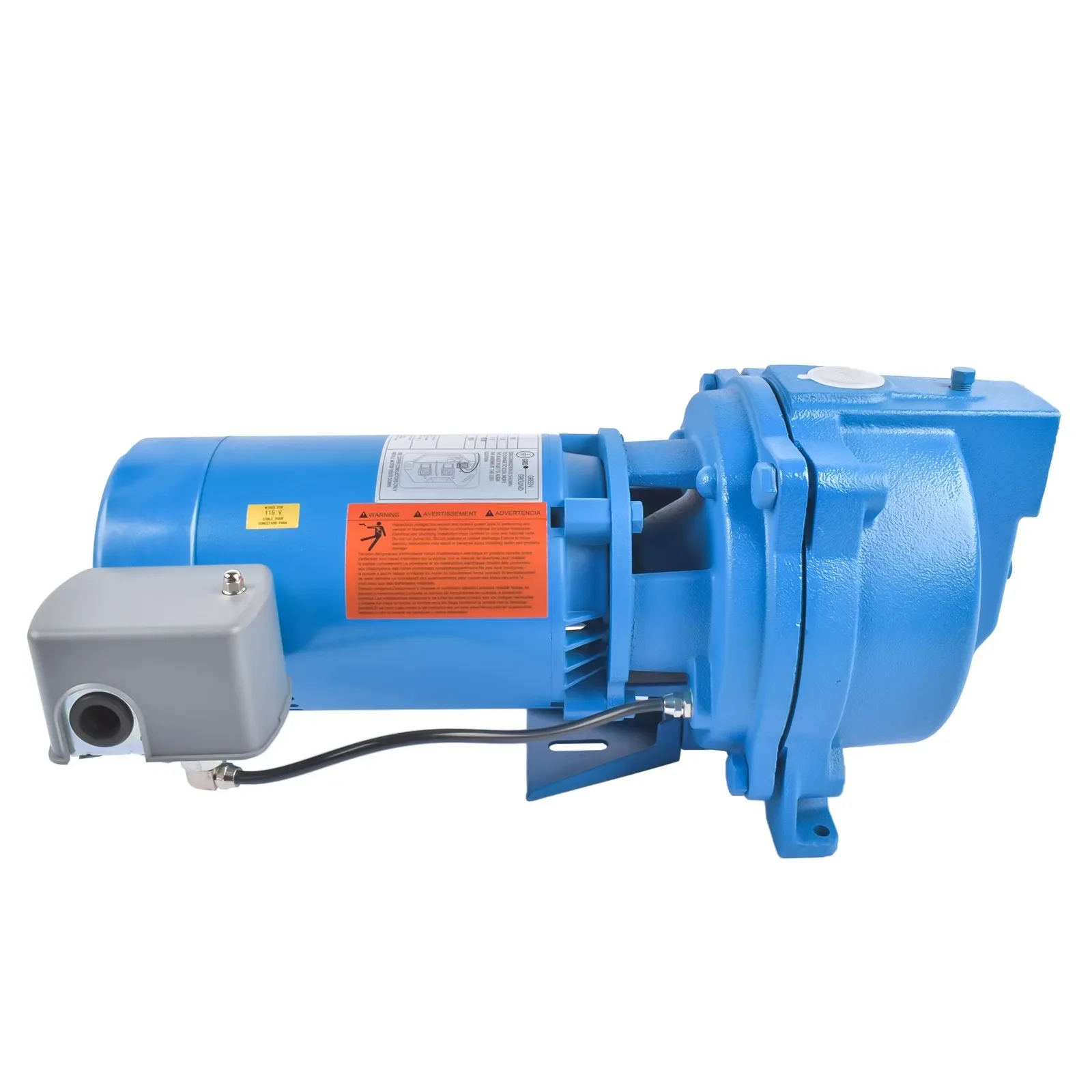 AP03 115/230V 1/2HP Blue Cast Iron Shallow Well Jet Pump, Stainless Steel Shaft J5S