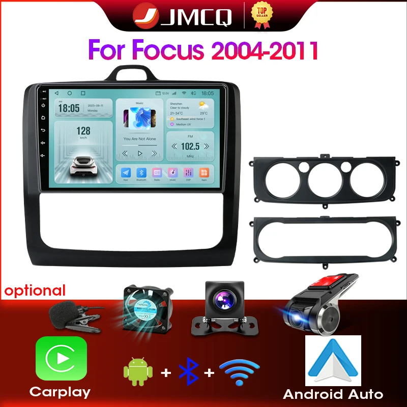

JMCQ 9" 2 Din 4G+WiFi Car Radio for Ford Focus Exi MT AT 2004-2011 Multimedia Player Android 12 GPS Navigation Head Unit Carplay