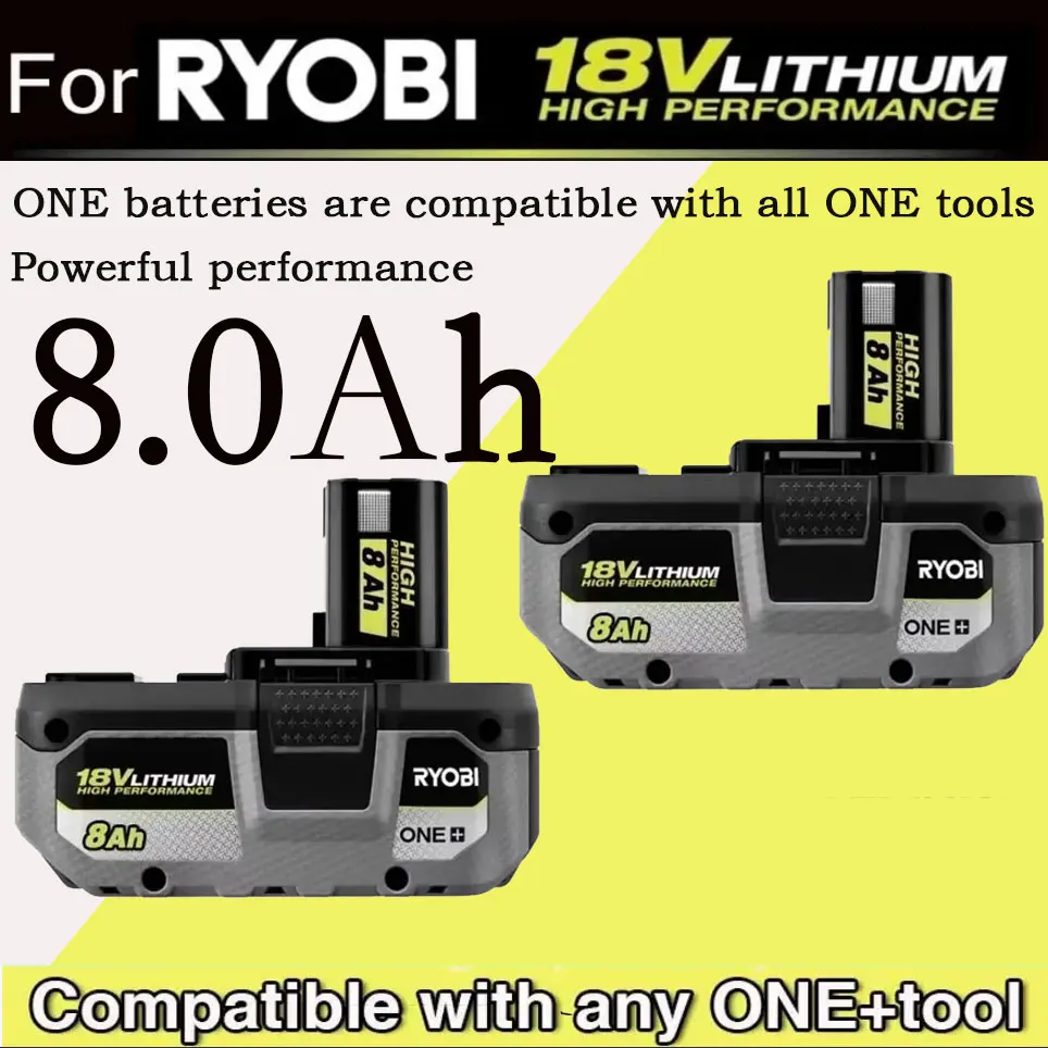 Wird für RYOBI Hochleistungs-Lithiumbatterie 18 V mit geringer Selbstentladung verwendet, geeignet für alle Werkzeuge P104, P107 P109 P108