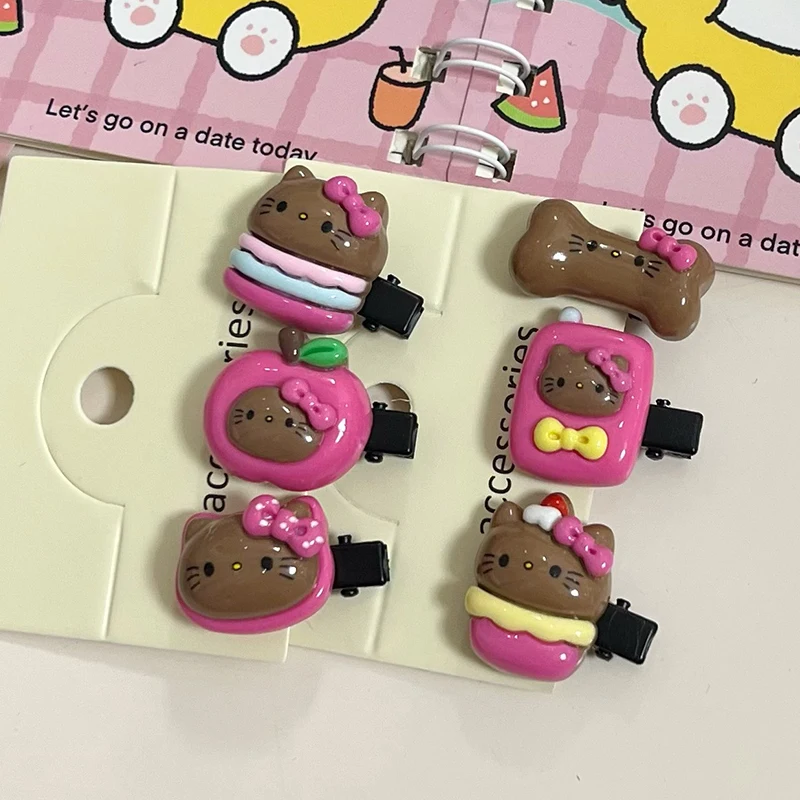 Kawaii Sanrio Hello Kitty Haarclip Haarspeldjes Voor Vrouw Y 2K Meisjes Schattige Kat Hoofd Been Zijclip Pony Haarspelden Haaraccessoires