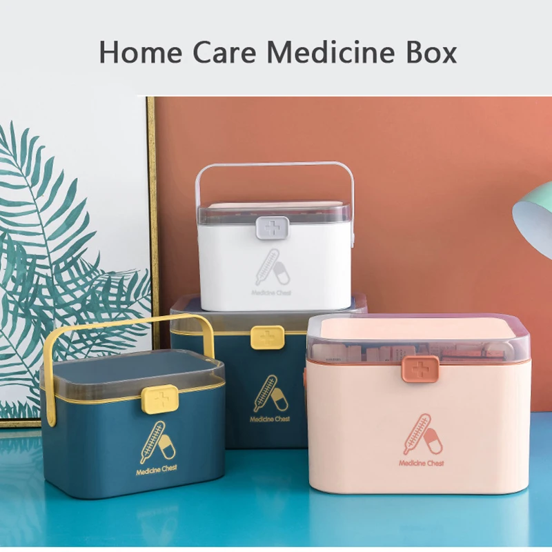 X-House Home Care Medicine Box Storage High Capacity Family Medicine Organizer Box Plastic Rectangle Cabinet