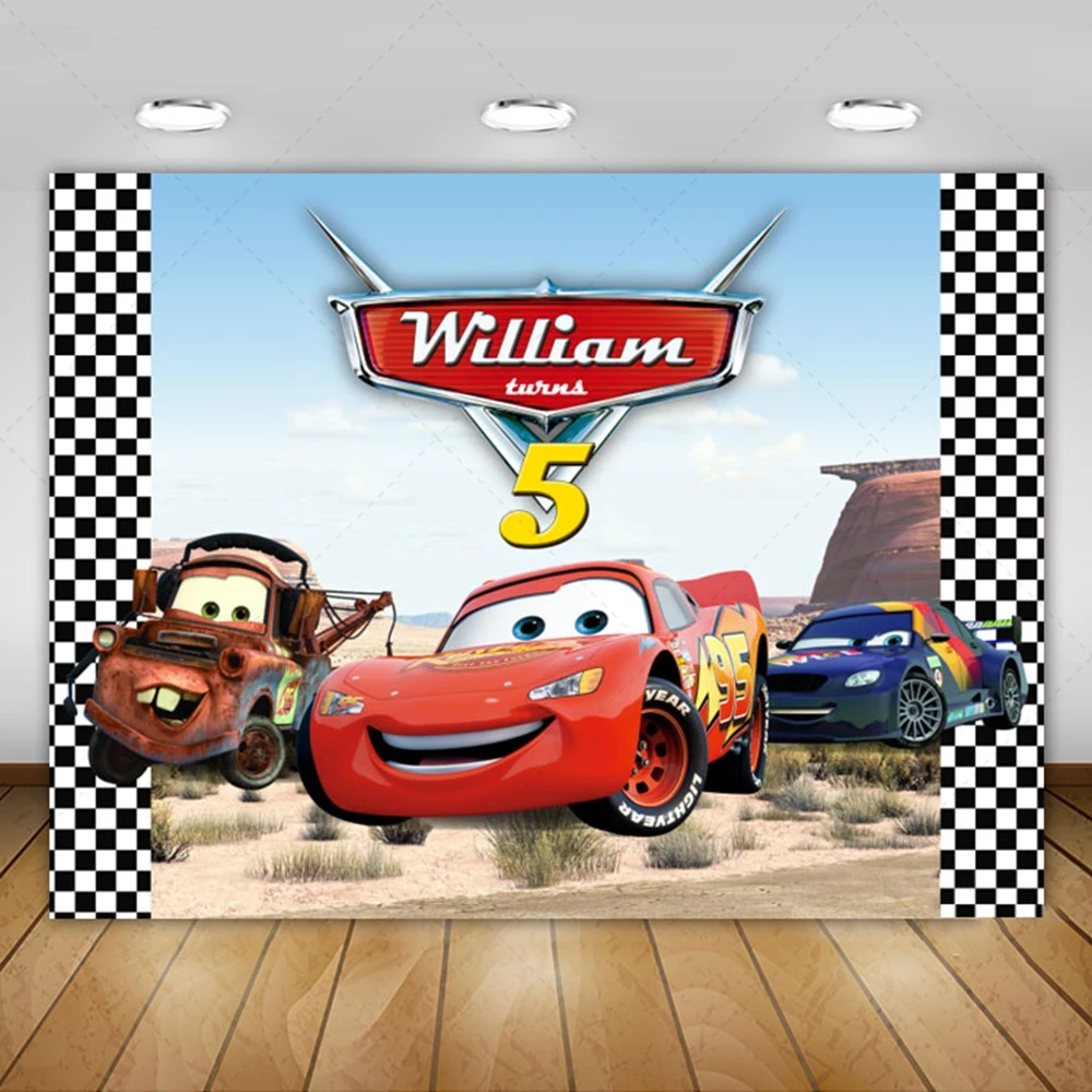 Mcqueen Racing Backdrop Custom Disney Kids Boy 1st Birthday Party Decoration Prop Baby Shower Photo Studio Photography Backgroun