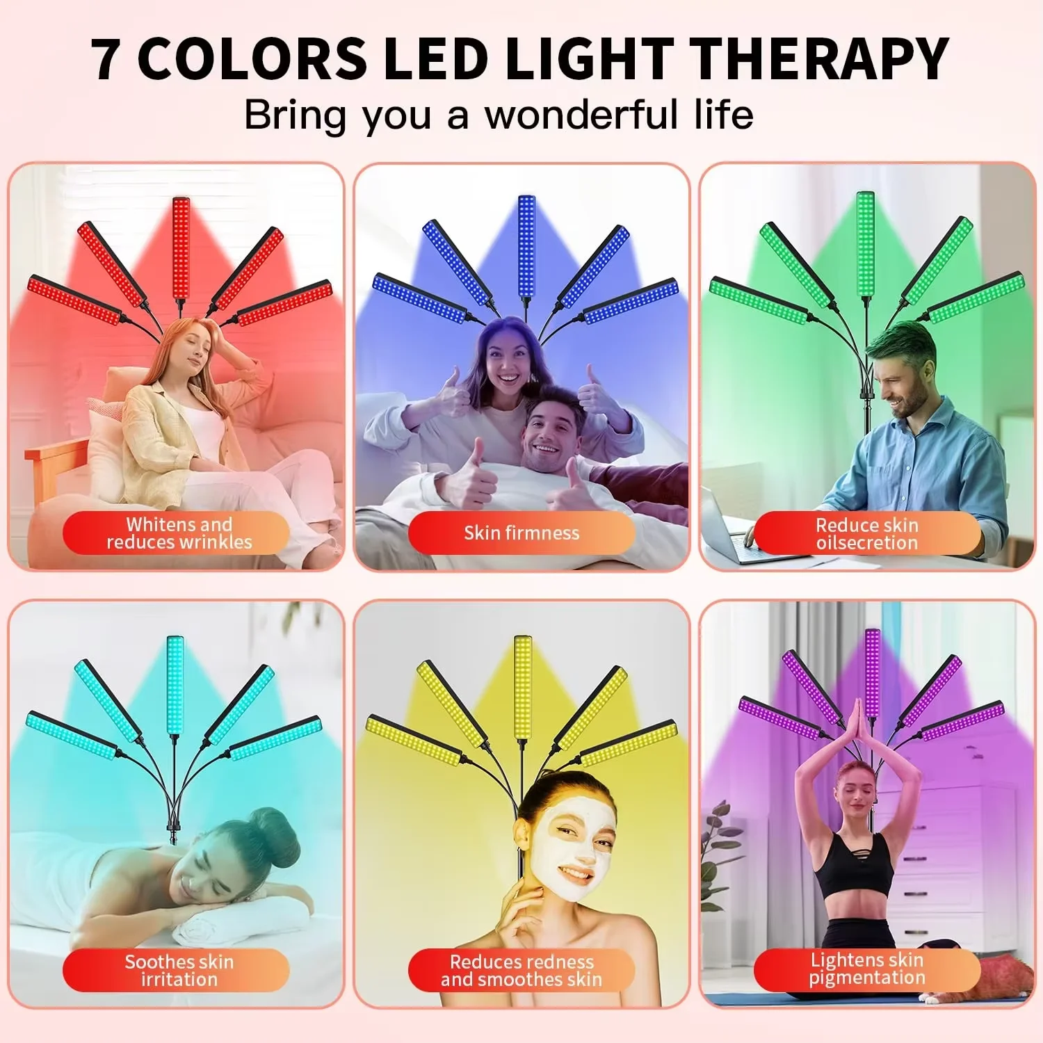 Hot selling：New Product 5 Heads Red Light Therapy Lamp Light Therapy Devices Large Coverage Area Lamp With Tripod