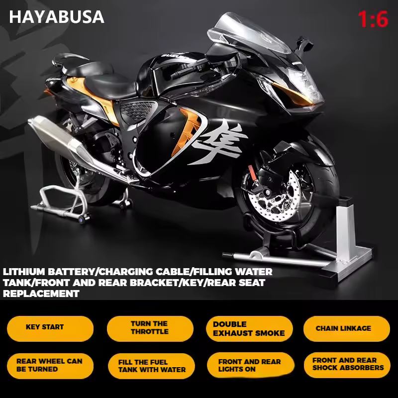 Spray 1:6 Suzuki Hayabusa GSX-1300R Alu Metall Diecast Motorrad Modell High... - Bild 9 von 10