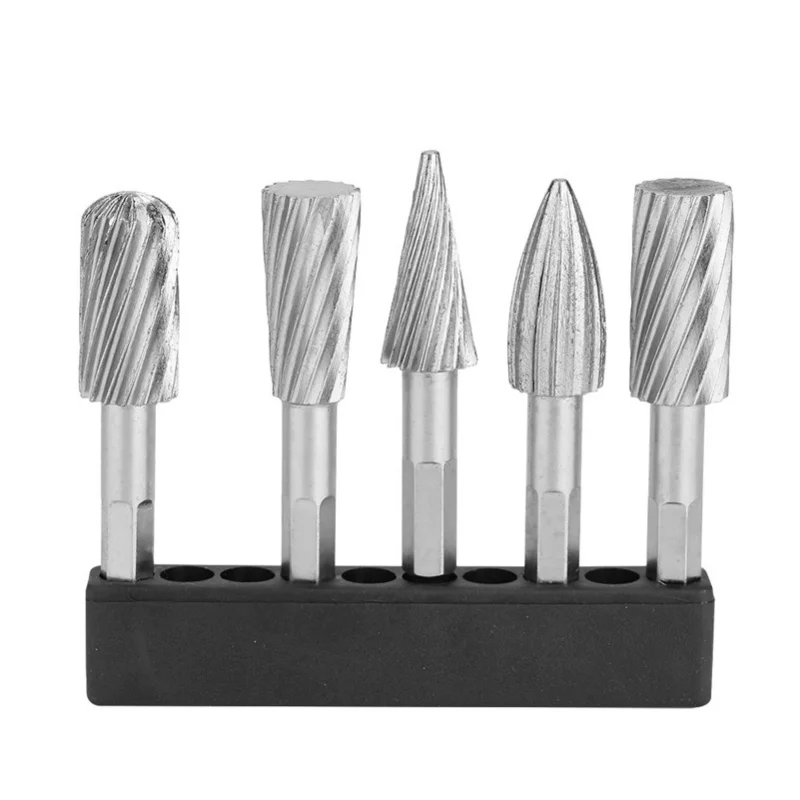 

5pcs 1/4inch Hex Shank High Speed Steel Burrs Rotary Files Tools For Aluminum And Iron Hardware