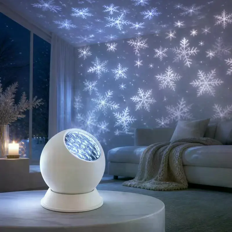 Projector Lamp Dynamic Rotating LED Projection Light for Bedroom Christmas Party Ambient Decor Snowflake
