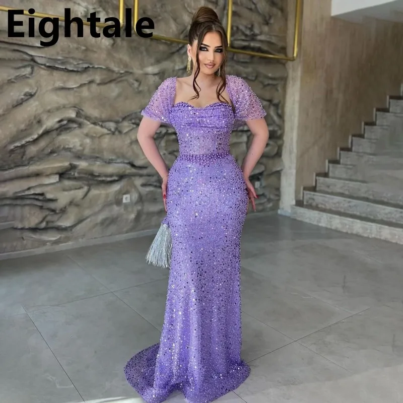 

Eightale 2024 Lavender Shinning Sequins Prom Dress Off Shoulder Mermaid Evening Dress Women Formal Party Gown Robes De Soirée