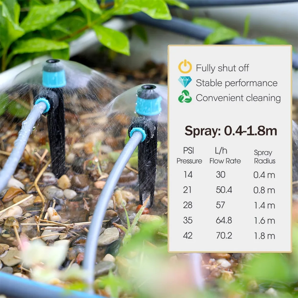 360 Degree Adjustable Sprinkler System 9 12mm PE Hose 3 8 Inch Bubbler Tee Quick Connect Drip Watering Sprayers For Plants